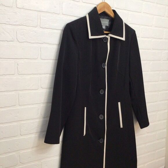 BEECHERS Brook Long black Blazer Jacket White ecru Pockets Small contemporary - Picture 2 of 15